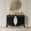 Bowery Hill 2-Door Rectangular Console Cabinet with Mirror Trim in Black