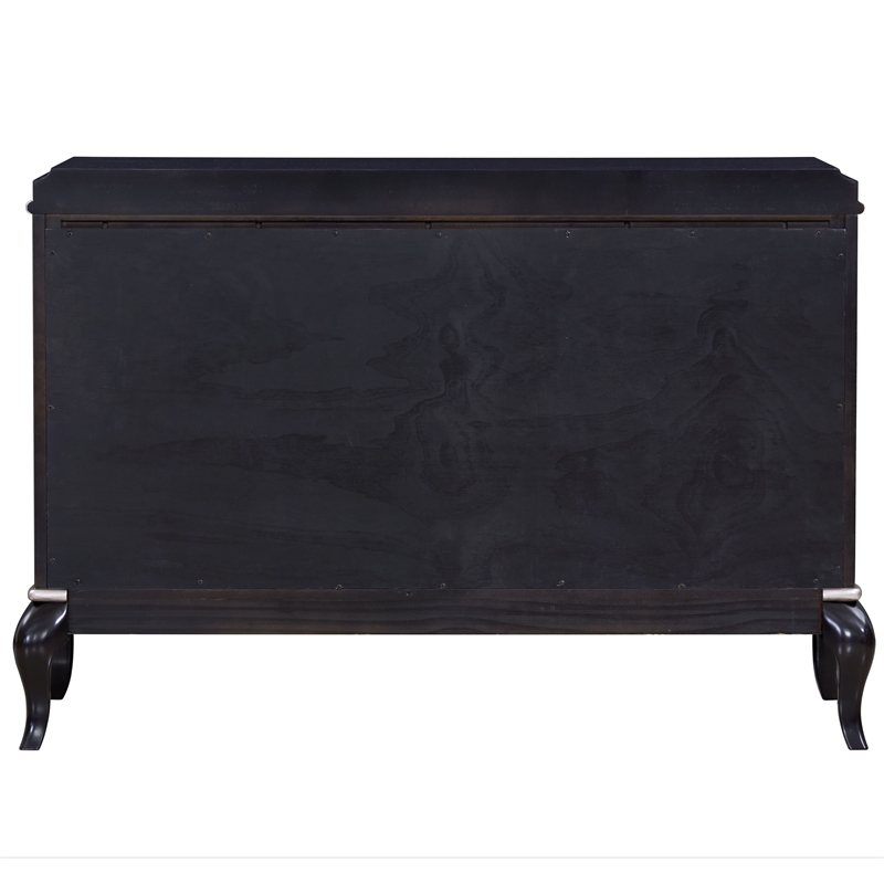 Bowery Hill 2-Door Rectangular Console Cabinet with Mirror Trim in Black