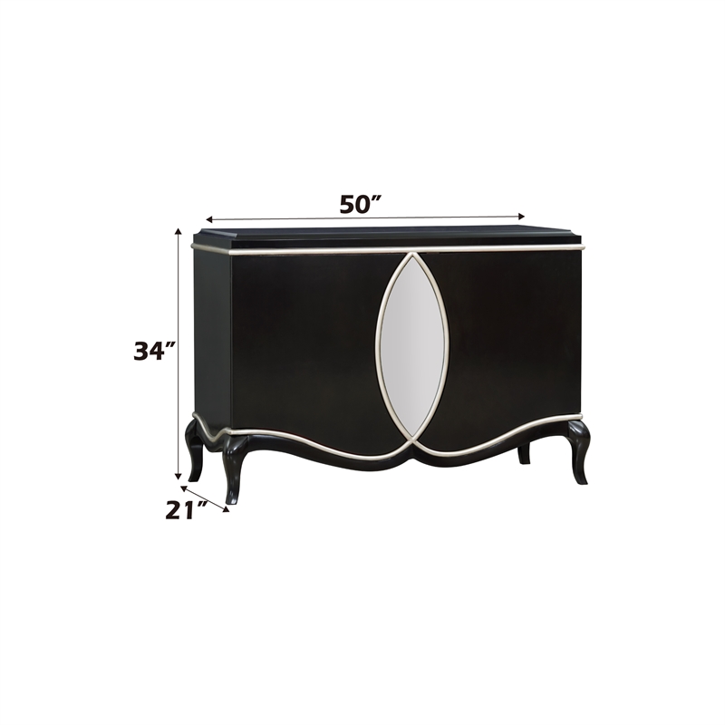 Bowery Hill 2-Door Rectangular Console Cabinet with Mirror Trim in Black