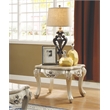 Bowery Hill Marble Top End Table with Carved Floral in Champagne