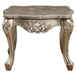 Bowery Hill Marble Top End Table with Carved Floral in Champagne