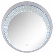 Bowery Hill Round Mirrored Wall Decor with LED Light and Faux Crystals