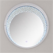 Bowery Hill Round Mirrored Wall Decor with LED Light and Faux Crystals