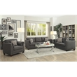 Bowery Hill Track Arm Chair with Nailhead Trim in Light Charcoal Linen