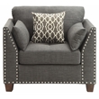 Bowery Hill Track Arm Chair with Nailhead Trim in Light Charcoal Linen