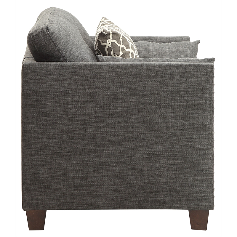 Bowery Hill Track Arm Chair with Nailhead Trim in Light Charcoal Linen