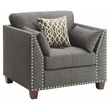 Bowery Hill Track Arm Chair with Nailhead Trim in Light Charcoal Linen