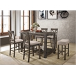 Bowery Hill Counter Height Dining Table with Shelf in Weathered Gray Wood