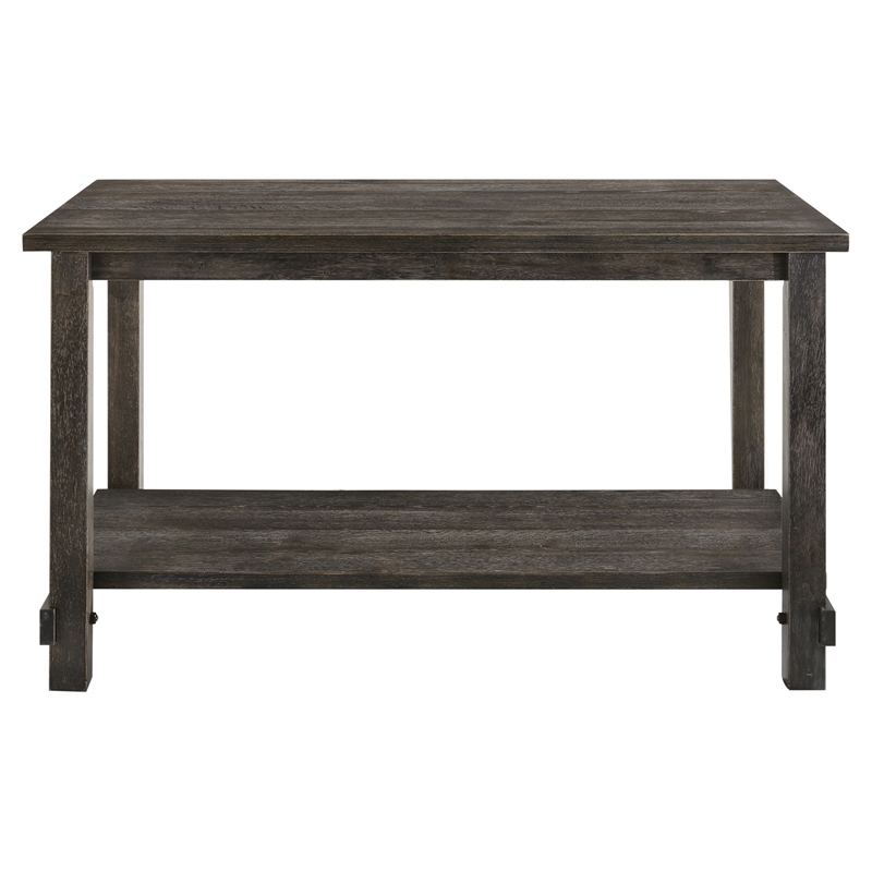 Bowery Hill Counter Height Dining Table with Shelf in Weathered Gray Wood