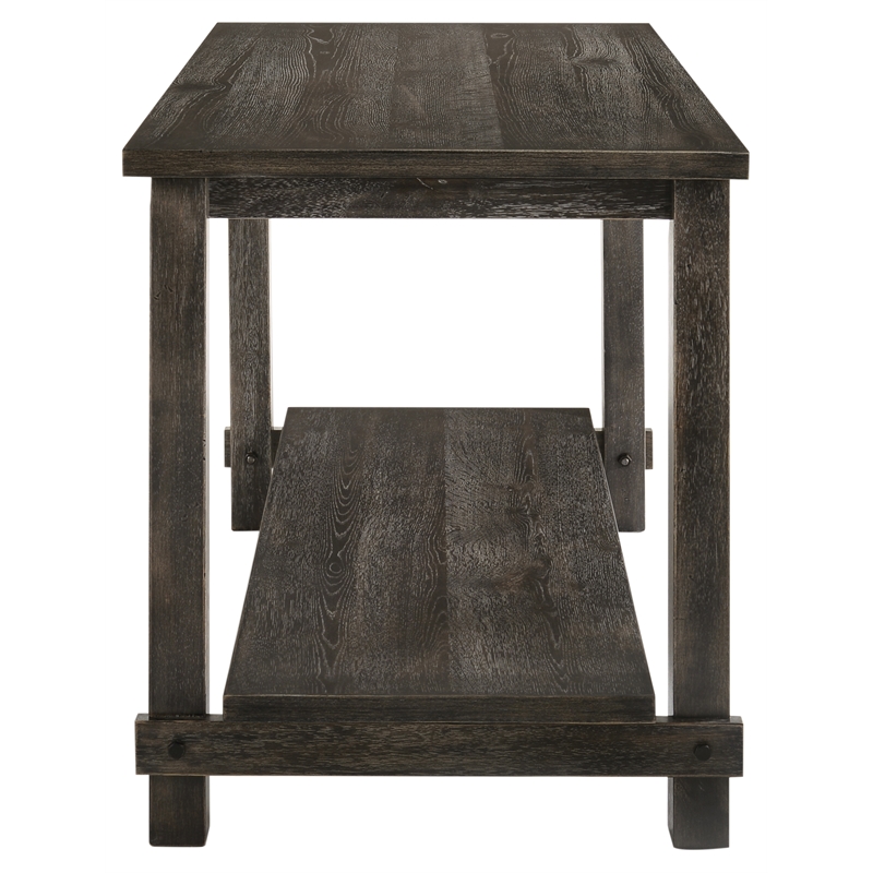 Bowery Hill Counter Height Dining Table with Shelf in Weathered Gray Wood