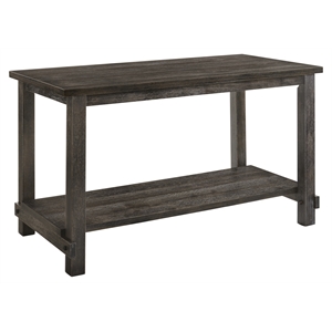 Bowery Hill Counter Height Dining Table with Shelf in Weathered Gray Wood