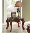 Bowery Hill Marble Top End Table with Queen Anne Legs in Walnut Finish