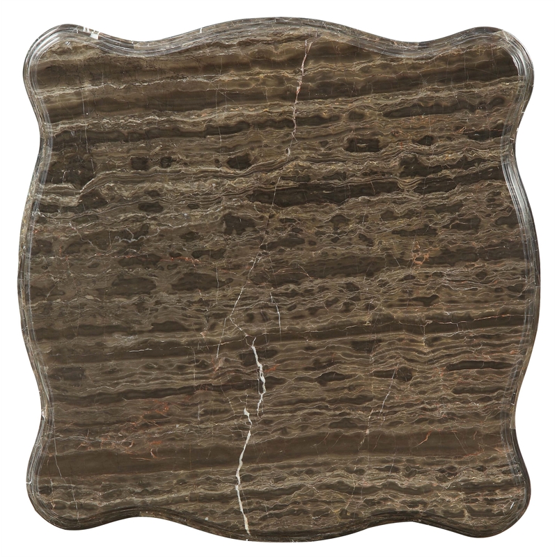 Bowery Hill Marble Top End Table with Queen Anne Legs in Walnut Finish
