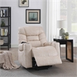 Bowery Hill Faux Leather Power Recliner with Cupholders in Light Gray
