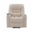 Bowery Hill Faux Leather Power Recliner with Cupholders in Light Gray