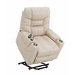 Bowery Hill Faux Leather Power Recliner with Cupholders in Light Gray