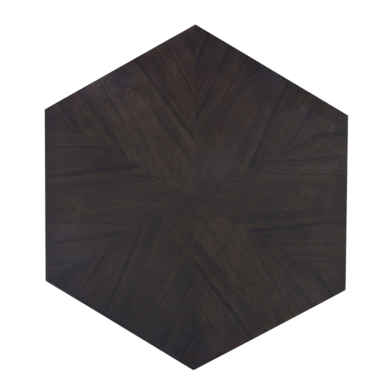 Bowery Hill Hexagonal Wood Coffee Table in Antique Black Finish