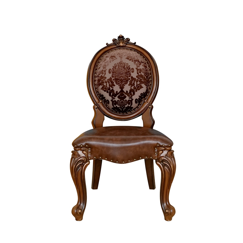 Bowery Hill Faux Leather Dining Side Chair in Cherry