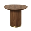 Bowery Hill Wood Pedestal End Table in Walnut and Gold Finish