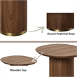 Bowery Hill Wood Pedestal End Table in Walnut and Gold Finish