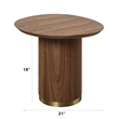 Bowery Hill Wood Pedestal End Table in Walnut and Gold Finish