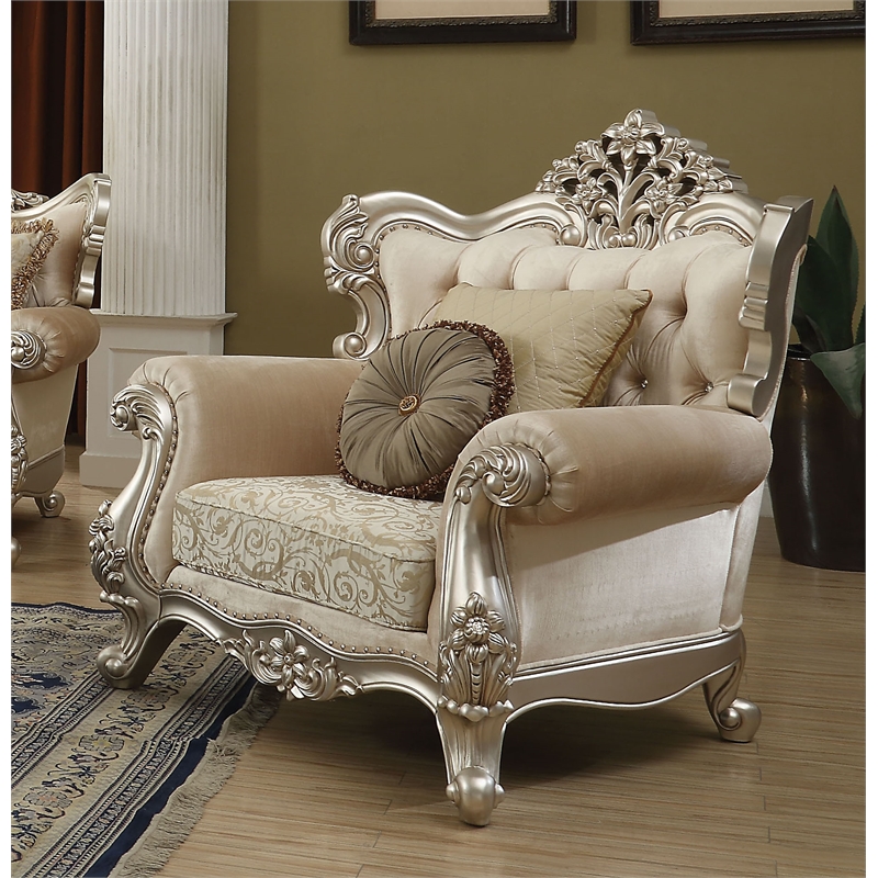 Bowery Hill Bently Upholstered Wingback Chair in Champagne Beige