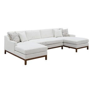 Bowery Hill Valiant Chenille Upholstered U-Shaped Sectional in Ivory
