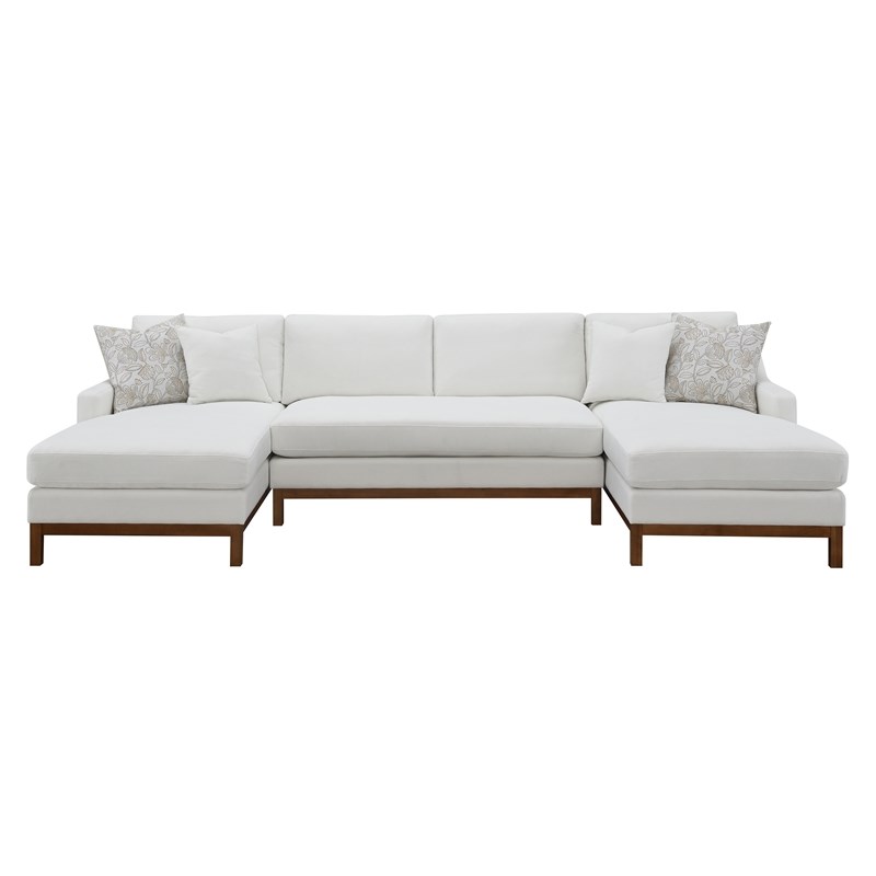 Bowery Hill Valiant Chenille Upholstered U-Shaped Sectional in Ivory