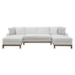 Bowery Hill Valiant Chenille Upholstered U-Shaped Sectional in Ivory