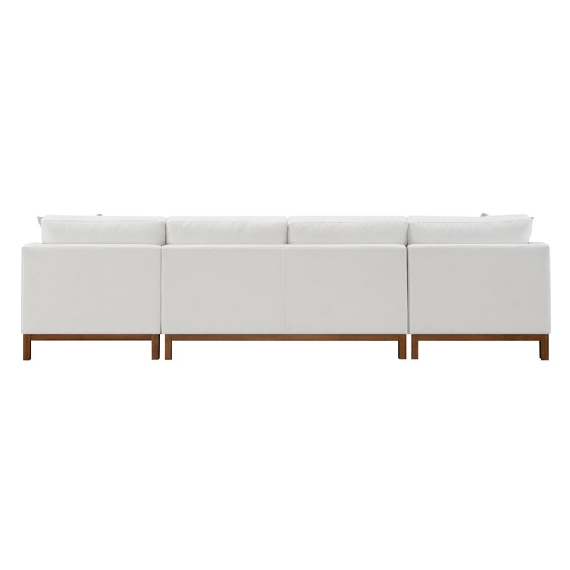Bowery Hill Valiant Chenille Upholstered U-Shaped Sectional in Ivory