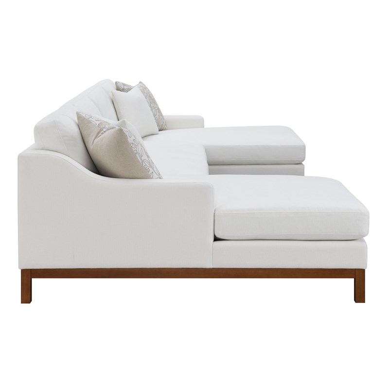 Bowery Hill Valiant Chenille Upholstered U-Shaped Sectional in Ivory
