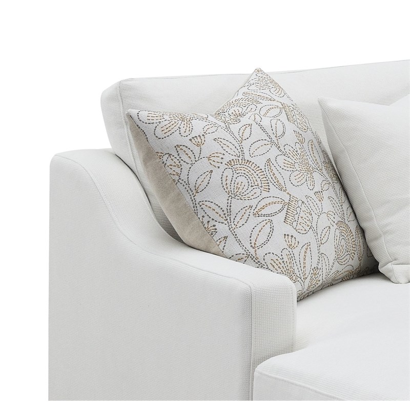 Bowery Hill Valiant Chenille Upholstered U-Shaped Sectional in Ivory