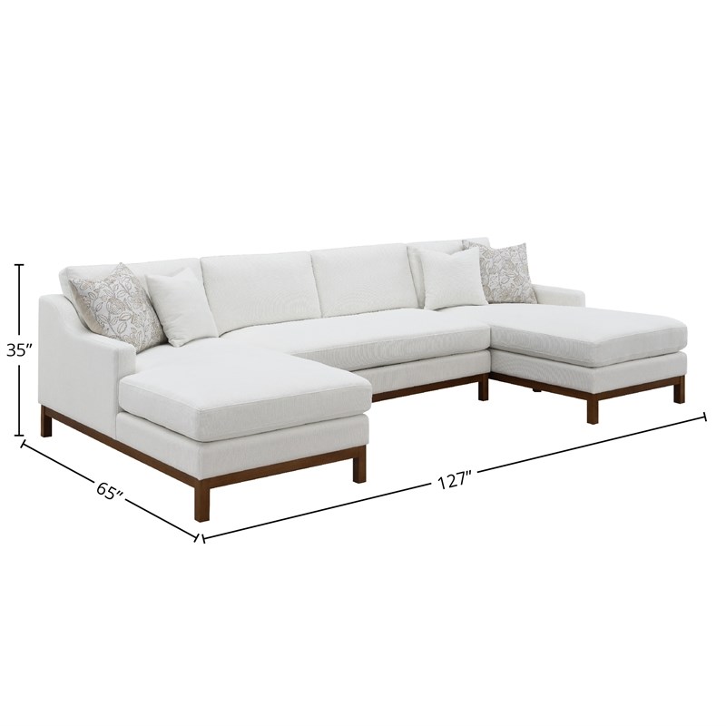Bowery Hill Valiant Chenille Upholstered U-Shaped Sectional in Ivory