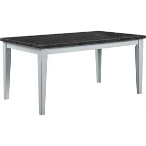 Bowery Hill Rectangular Dining Table with Marble Top and Antique White Frame