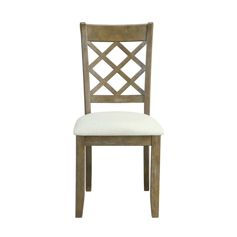 Bowery Hill Armless Side Chair with Beige Linen and Rustic Oak Frame