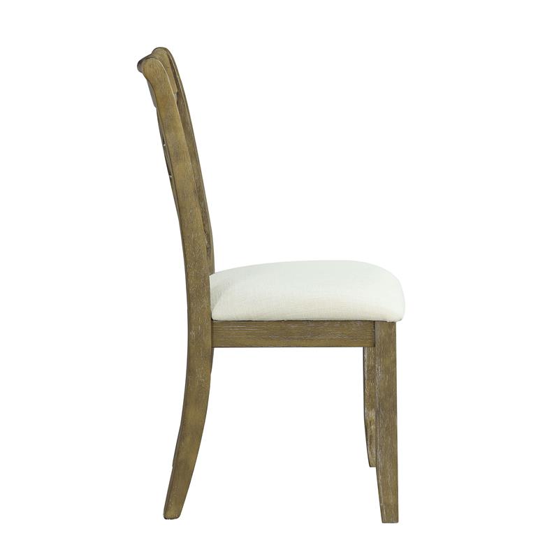 Bowery Hill Armless Side Chair with Beige Linen and Rustic Oak Frame