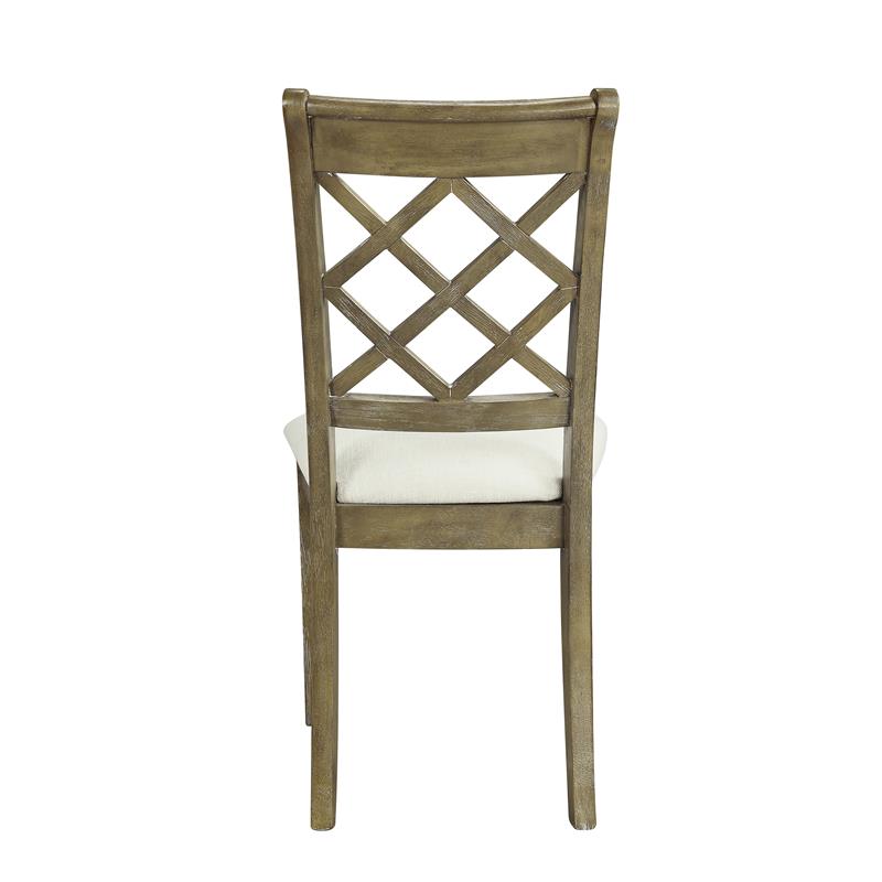 Bowery Hill Armless Side Chair with Beige Linen and Rustic Oak Frame
