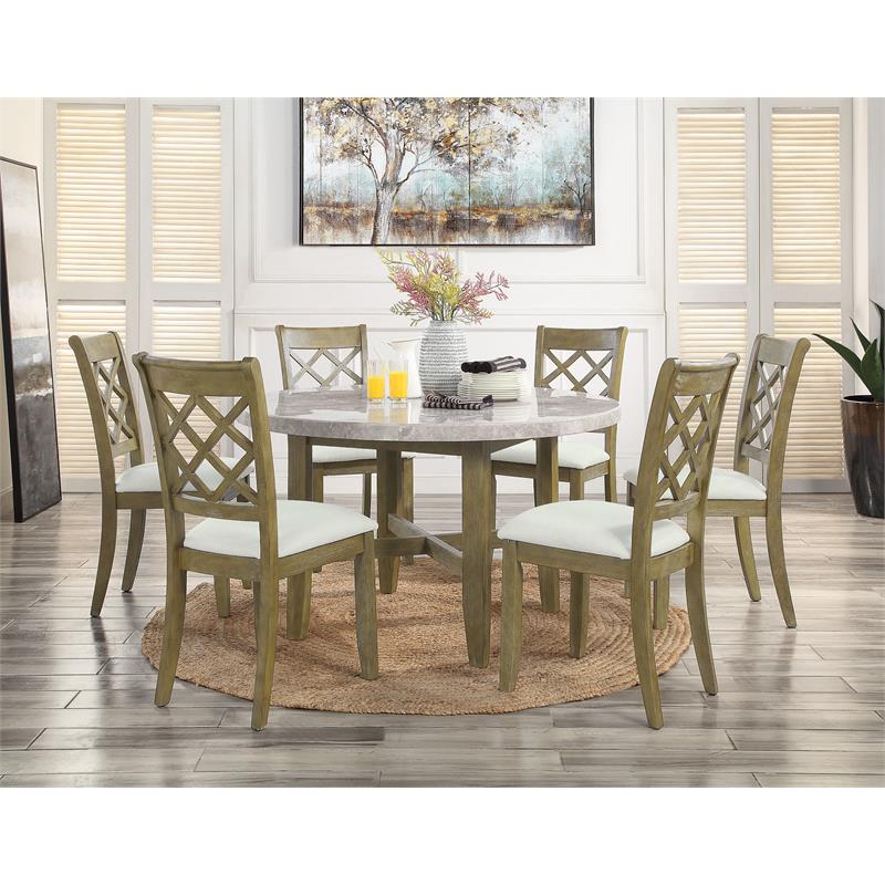Bowery Hill Armless Side Chair with Beige Linen and Rustic Oak Frame