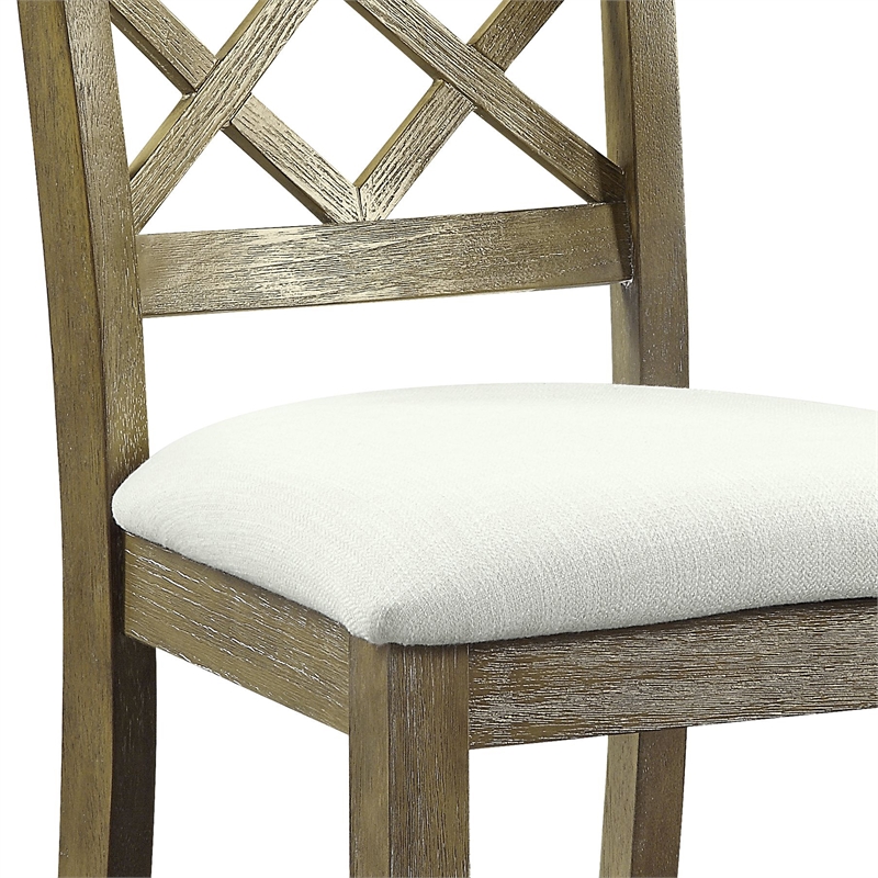 Bowery Hill Armless Side Chair with Beige Linen and Rustic Oak Frame