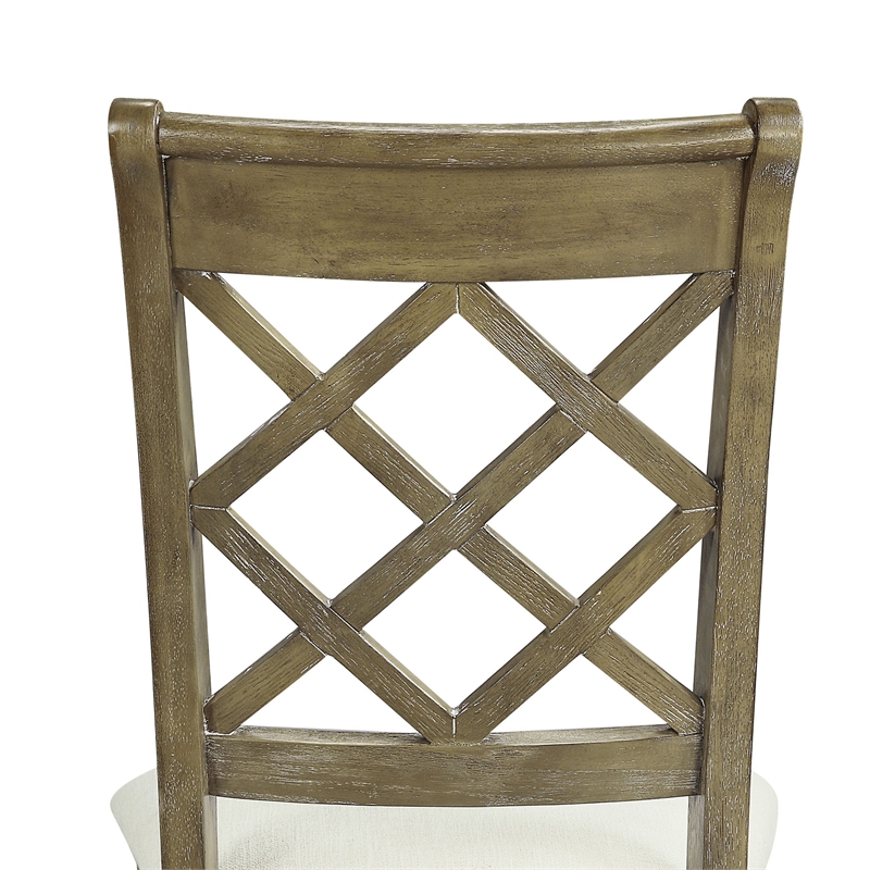 Bowery Hill Armless Side Chair with Beige Linen and Rustic Oak Frame
