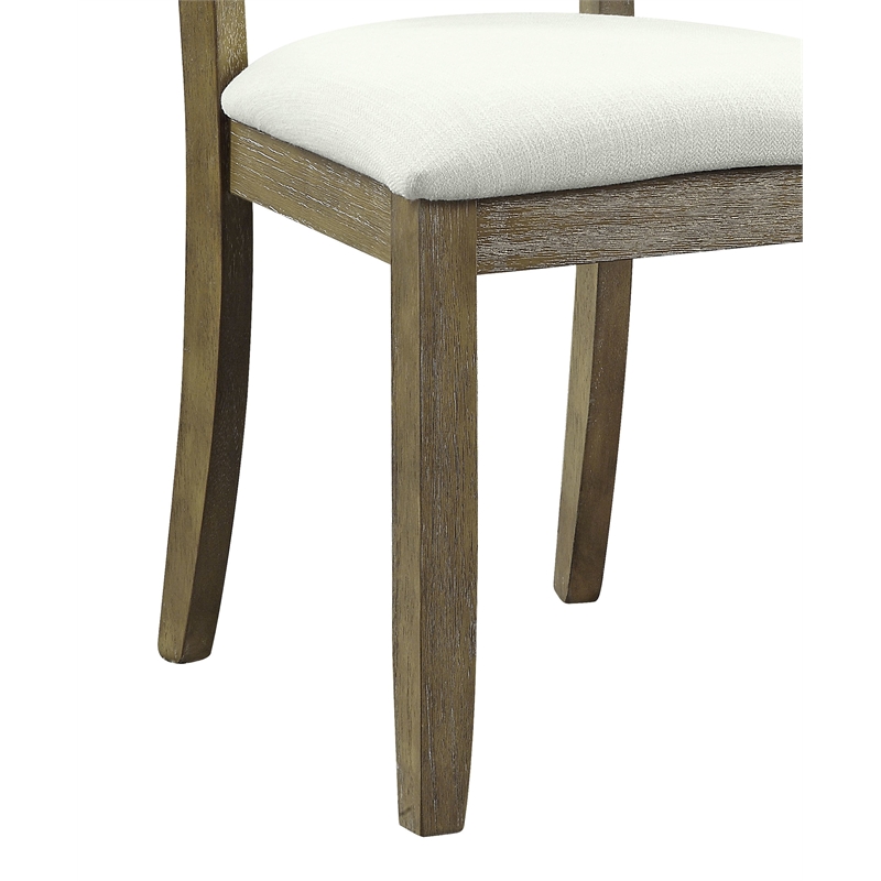 Bowery Hill Armless Side Chair with Beige Linen and Rustic Oak Frame