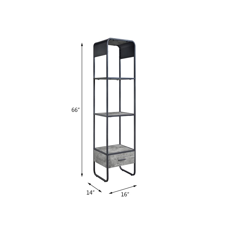 Bowery Hill Storage Side Pier with Metal Frame in Concrete Gray and Black
