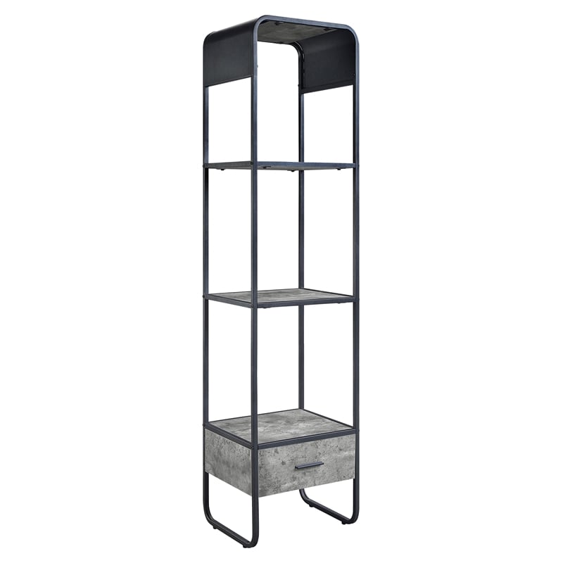 Bowery Hill Storage Side Pier with Metal Frame in Concrete Gray and Black