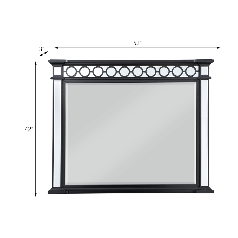 Bowery Hill Varian II Horizontal Rectangle Mirror in Black and Silver