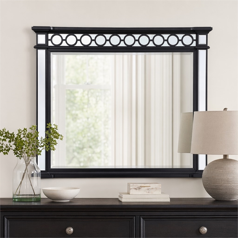 Bowery Hill Varian II Horizontal Rectangle Mirror in Black and Silver