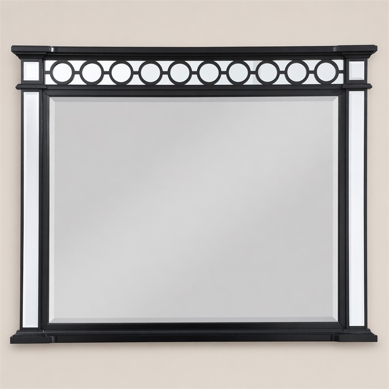 Bowery Hill Varian II Horizontal Rectangle Mirror in Black and Silver