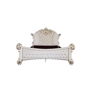 Bowery Hill Vendome Eastern King Bed in Ivory Fabric and Antique Pearl