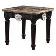 Bowery Hill Marble Top End Table with Carved Wood Frame in Black