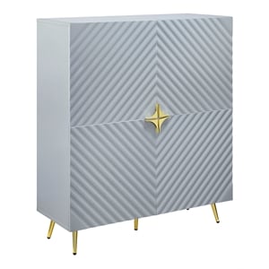 Bowery Hill 2-Door Accent Cabinet with Wave Design in Gray High Gloss