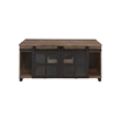 Bowery Hill Coffee Table with Sliding Barn Doors in Rustic Oak and Black